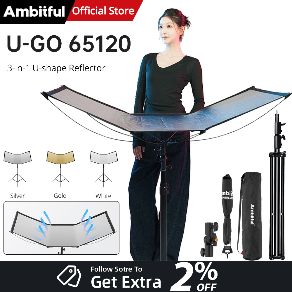 Photography Lighting Type - AMBITFUL 3in1 U-Type Light Diffuser Reflector