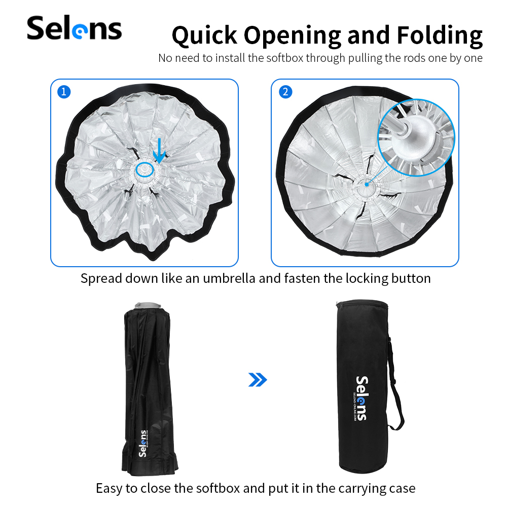 Selens 70/90/120cm Foldable Um - Parabolic Umbrella Deep recension och pris
