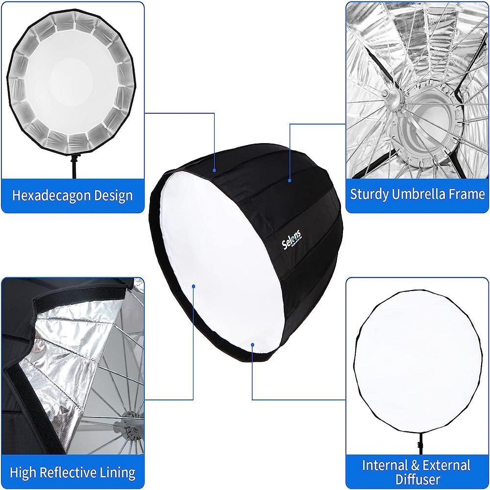 Selens 120cm Sixteen Horns Dee - Parabolic Umbrella Deep recension och pris