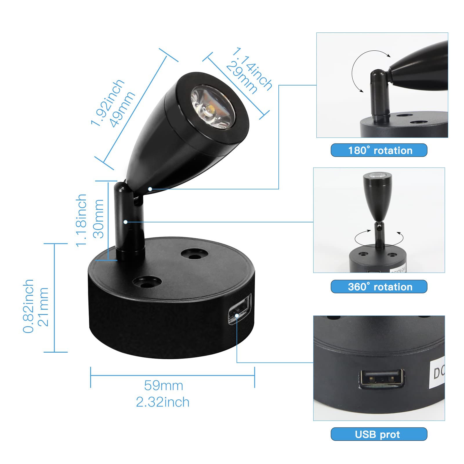 2/1PCS Silver/Black DC 12-24V  - Interior Photography Lighting recension och pris