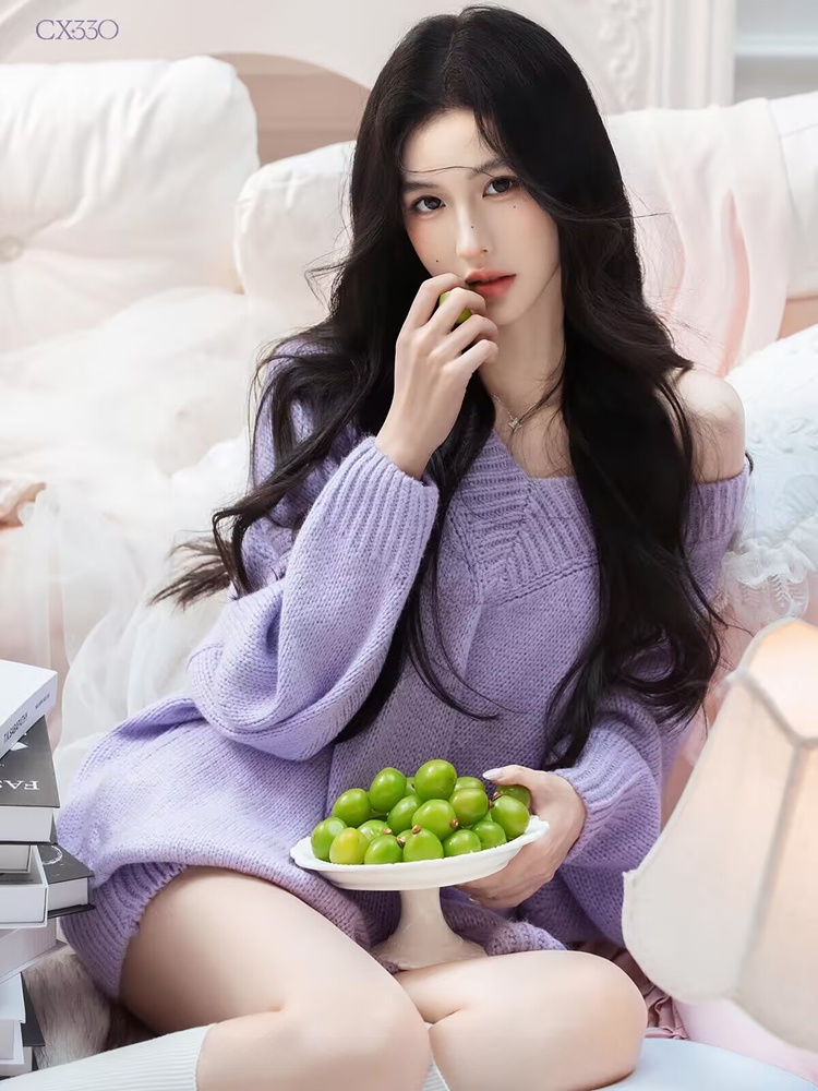 Autumn Winter Purple Sweater O - Photography Lighting For Studio recension och pris