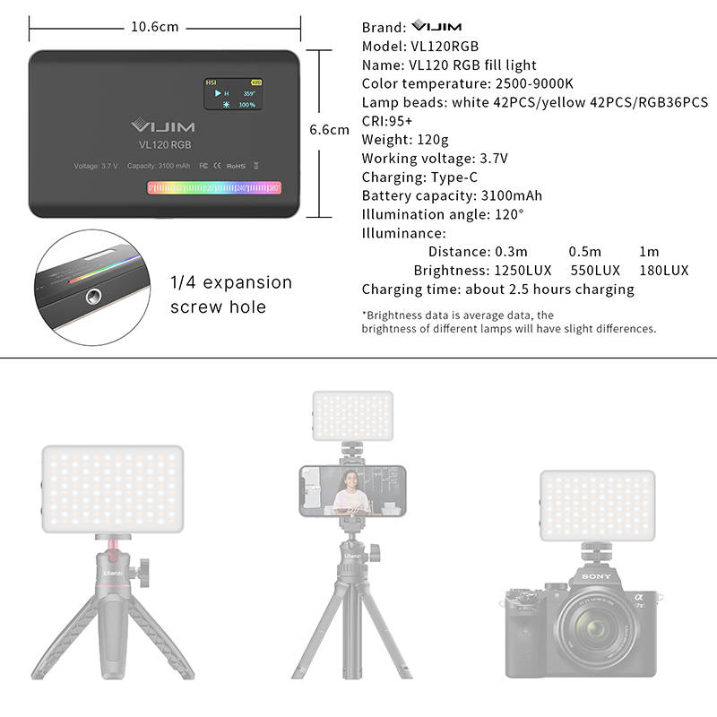 Ulanzi VL120 RGB Camera Video  - Photography Lighting System recension och pris